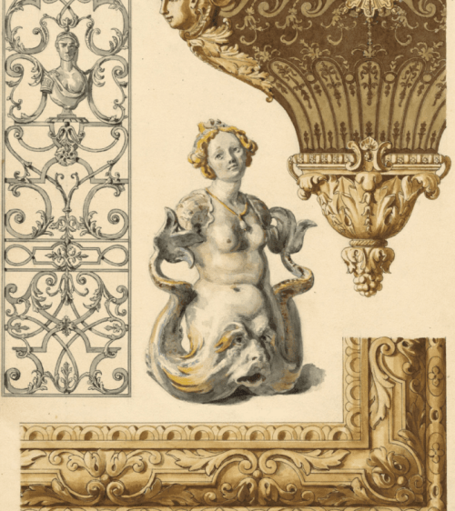 Tuschfederzeichnung von Karl Naumann: Barocke Ornamentik (Inv.-Nr.: 2016/102.1)